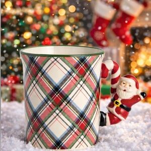 NEW Santa Handle Tartan Mug